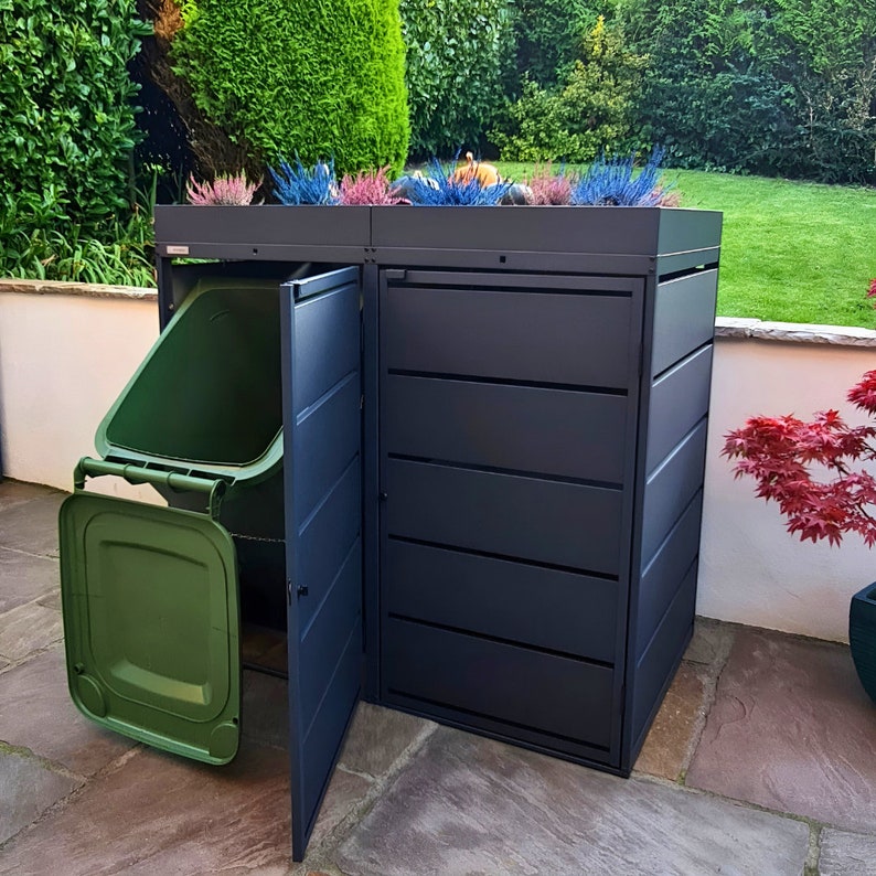 Premium Wheelie Bin Store With Green Roof Planter 240L Eden