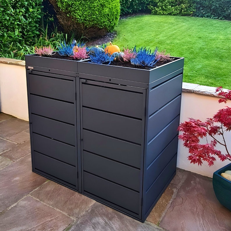 Premium Wheelie Bin Store With Green Roof Planter 240L Eden