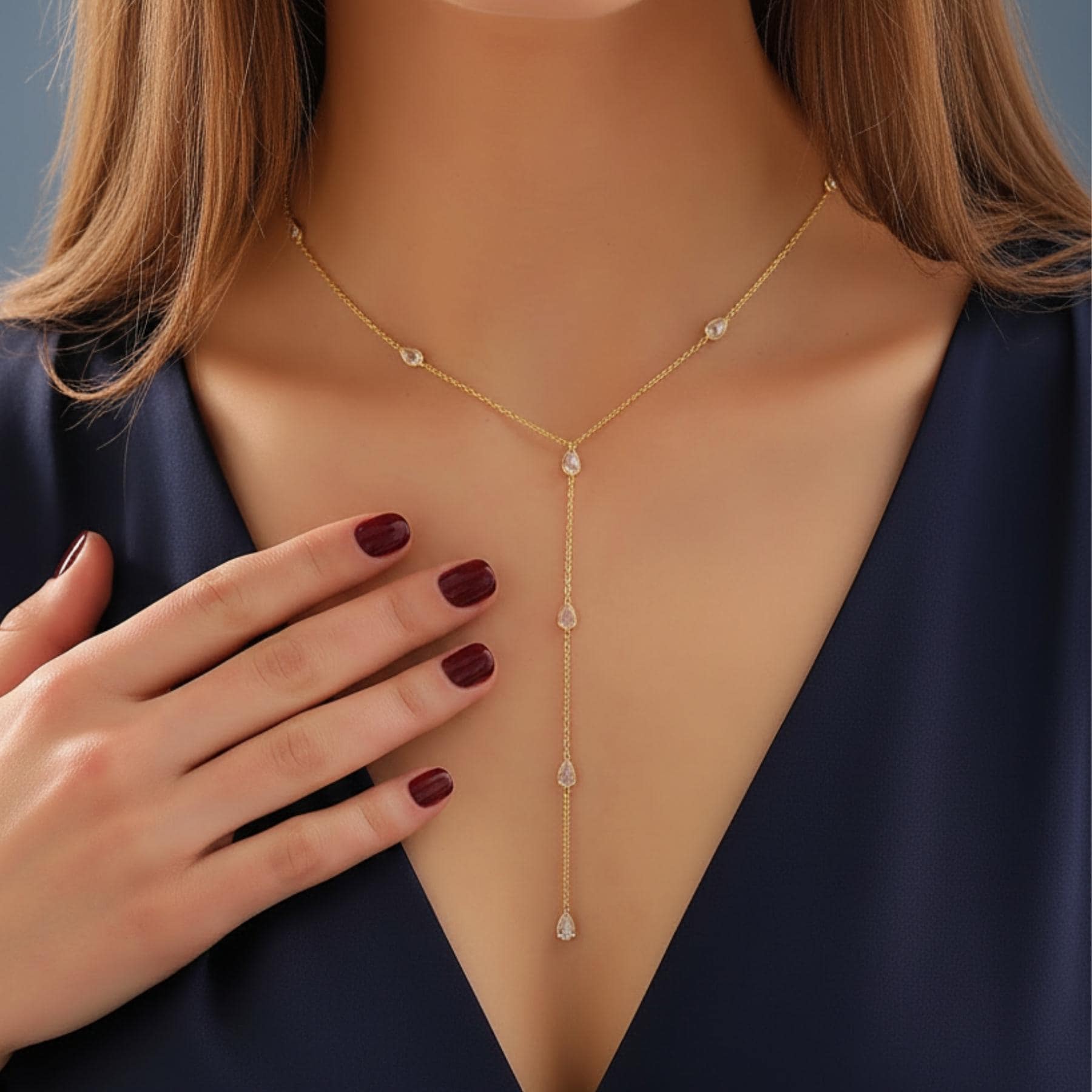 slim fit dress slacks V Neck Necklace – Arsaeus Designs main image 0