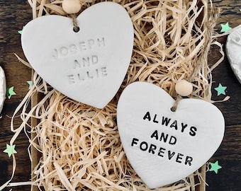 Personalised Embossed Clay Heart Decoration