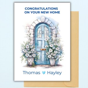 Gepersonaliseerde New Home Card, handgemaakt 5 x 7 Gefeliciteerd met je nieuwe huis-wenskaart A7 aquarel Happy First Home housewarmingkaart