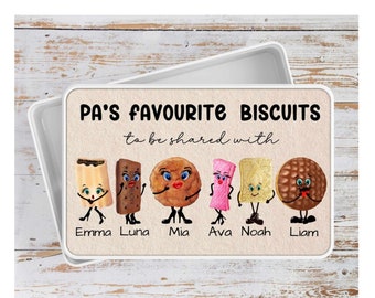 Personalised Biscuit Tin For Grandfather With Grandchildren's Names, Grandad's Treat Tin, Father's Day Gift, Gift For Grandpa's Birthday