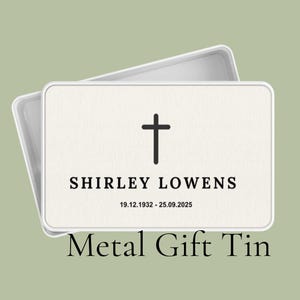 Lata de recuerdo conmemorativa minimalista, caja de recuerdos funerarios personalizada con nombre y fechas, regalo de condolencia por la pérdida de un ser querido, en memoria de un ser querido.