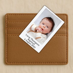 Catholic Baby Wallet Photo Card, Personalised Baptism Favour, Newborn Thank You Keepsake, Custom Metal Keepsake Gift For Godparents