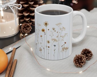 Wildflowers White Ceramic Mug, 11oz