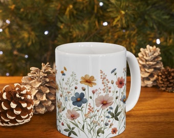 Wild Flowers Ceramic Mug, (11oz, 15oz)