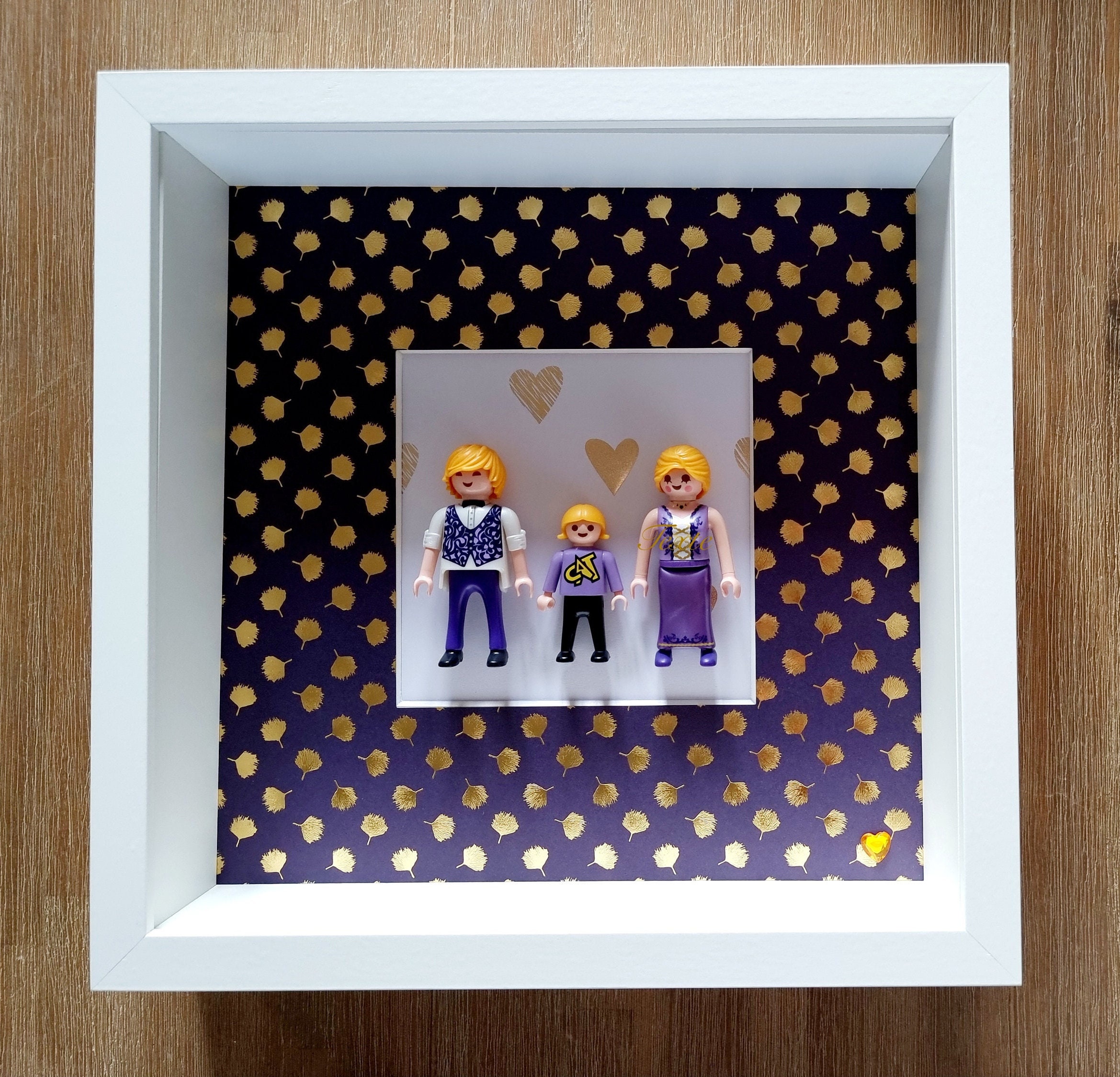 Cadre Playmobil Famille Gravé et Personnalisable avec Le Message de Votre Choix