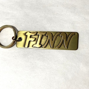 Brass Keyring, Key fob,  Key holder- Large Rectangle bag tag-FINN design, Finnish gift