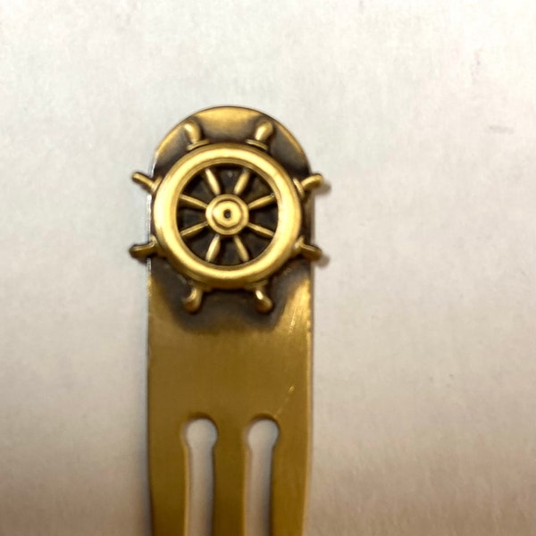 Small Ship Wheel Brass Bookmark,  Nautical bookmark-ship wheel bookmark