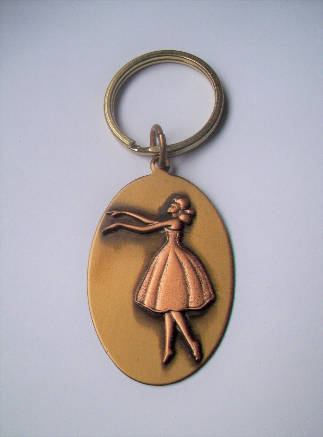 Ballet Key Rings Ballerina Design Brass Keyring, Key Fob, Key Holder- Medium Oval ...