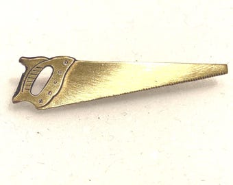 Brass Hack Saw Tie Tac, Construction Gift