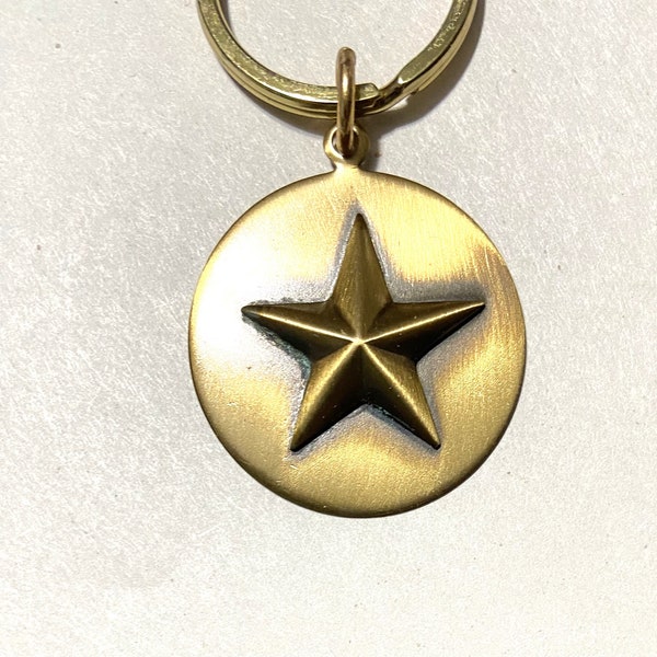 Solid Brass keyring, key fob, keyholder, Star keyring, Lone star keyring