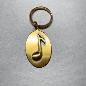 Brass Keyring, Key fob, Music Note design Key holder- medium Oval keyring-Inga