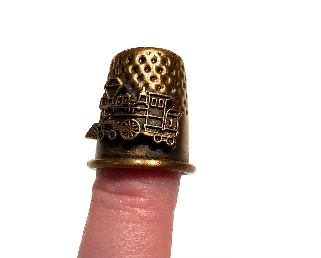 Brass Thimble Antique Finish Train Engine Design Thimble Etsy