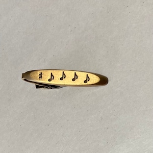 Brass Tie Bar, Music design tie clip, Music bar clip
