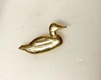 Gold Plate Brass Duck Tie Tac,   Hunting Hat pin