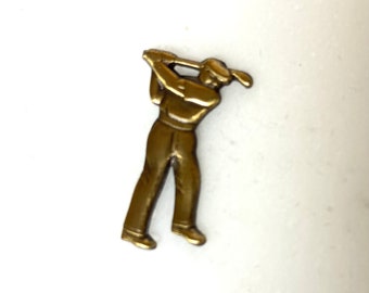 Brass Tie Tac, Golfer Tie tac, Golf Sport design tie tac, Golf Hat pin