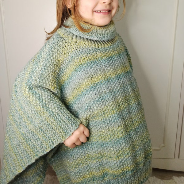 Strickanleitung: Kinderstrick-Poncho, Kinderstrick-Poncho, Kleinkind-Poncho, Kinderpullover, Strick-Poncho, Mädchen-Poncho