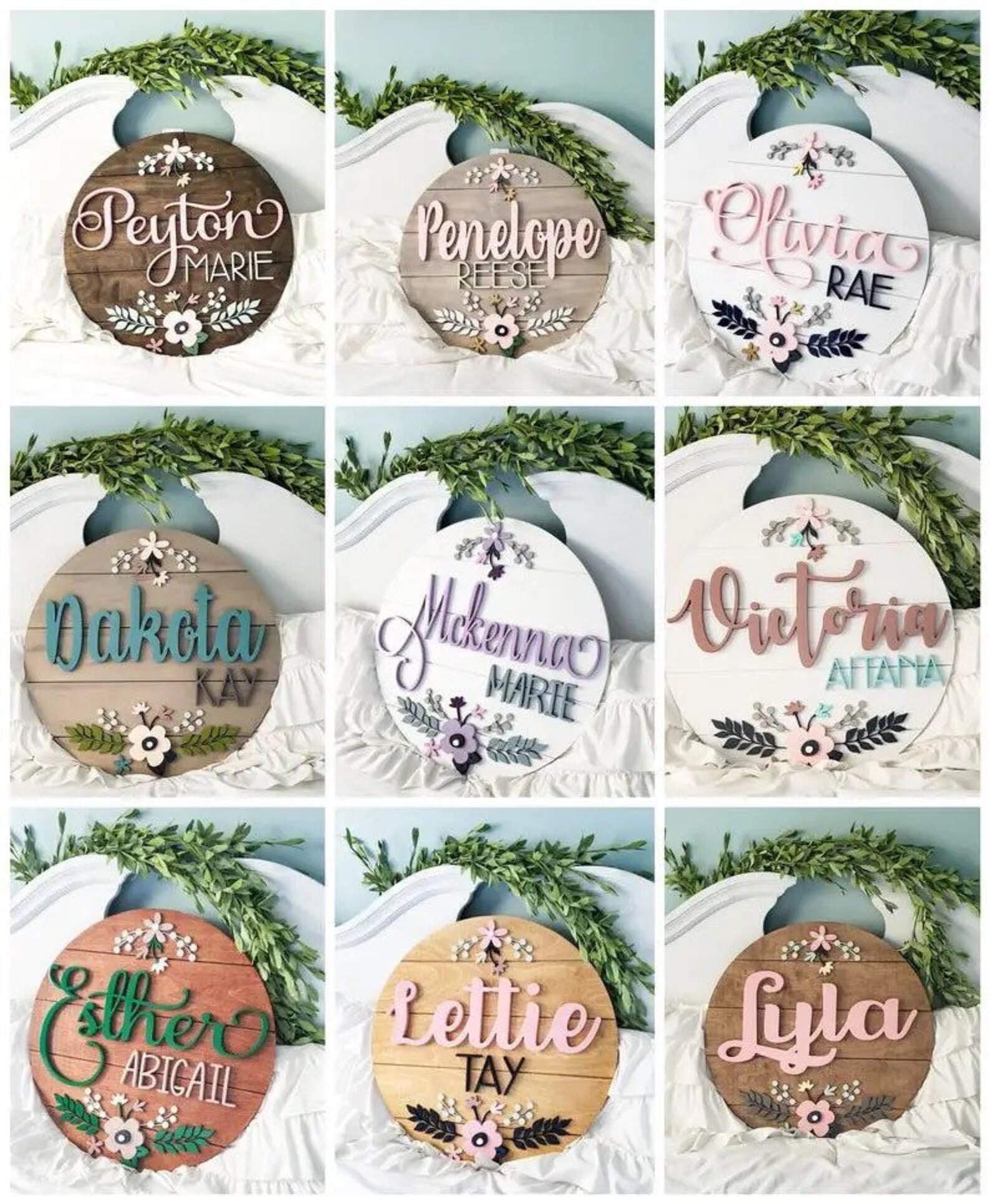 Custom Baby Name Wall Hanging Canvas Art Personalized Baby Gift Nursery