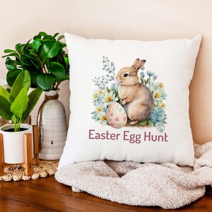 Easter Pillow Cover, Easter Bunny Decor, Bunny, Floral, Pillow, Spring pillow cover, Cushion Cover, Throw Pillow Cover, Easter Egg, Spring