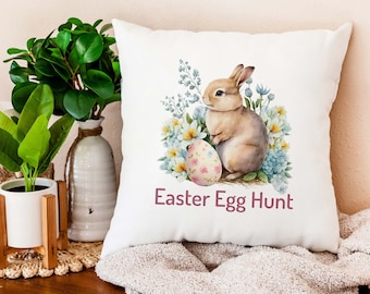 Easter Bunny Pillow Cover, Floral Spring Decor