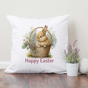 Easter Pillow Cover, Easter Bunny Decor, Bunny, Floral, Pillow, Spring pillow cover, Cushion Cover, Throw Pillow Cover, Easter Egg, Spring