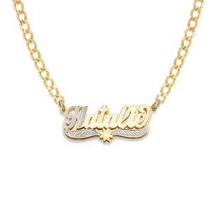 Flower Double Nameplate Necklace