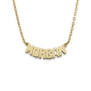 Curb Block Gold Nameplate Necklace