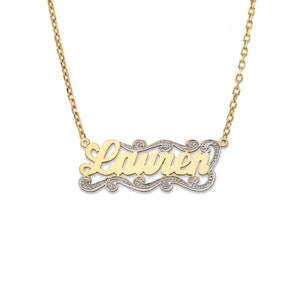 Diamond Cut Script Single Gold Nameplate Necklace