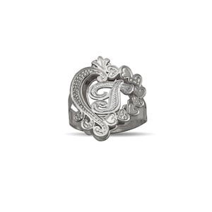 Anel de prata esterlina .925 com inicial de coração
