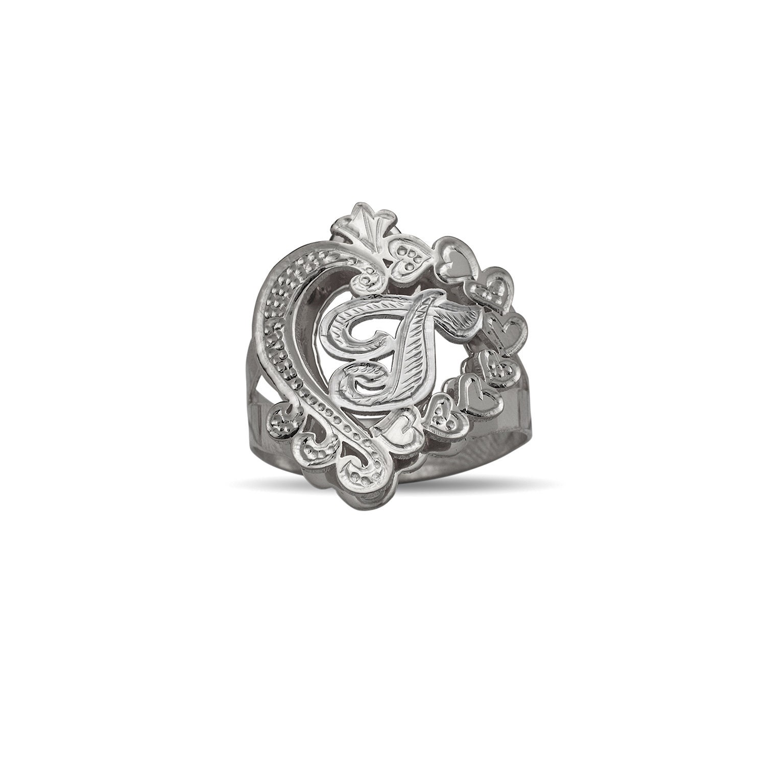 Heart Initial .925 Sterling Silver Ring