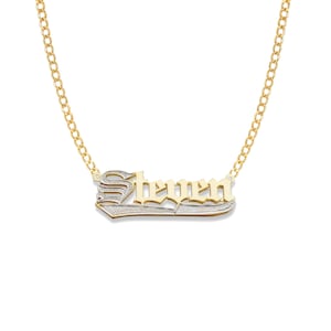 Gothic Gold Double Nameplate Necklace