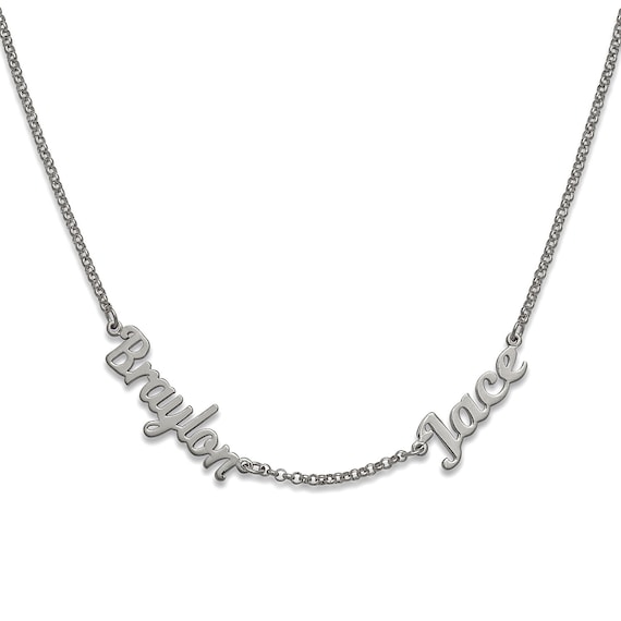 Script Two Names Sterling Silver Necklace