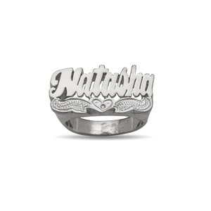 Script Heart .925 Sterling Silver Name Ring