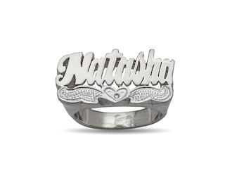Script Heart .925 Sterling Silver Name Ring