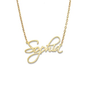 Custom 10K and 14K Gold Single Nameplate Necklace With Chain