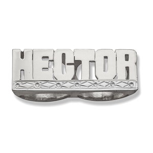 Block Two Fingers .925 Sterling Silver Name Ring