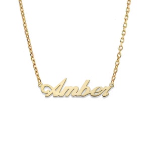 Modern Script Gold Nameplate Necklace