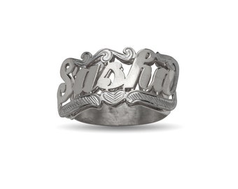 Script Heart .925 Sterling Silver Name Ring