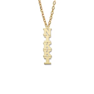 Block Vertical Gold Nameplate Necklace