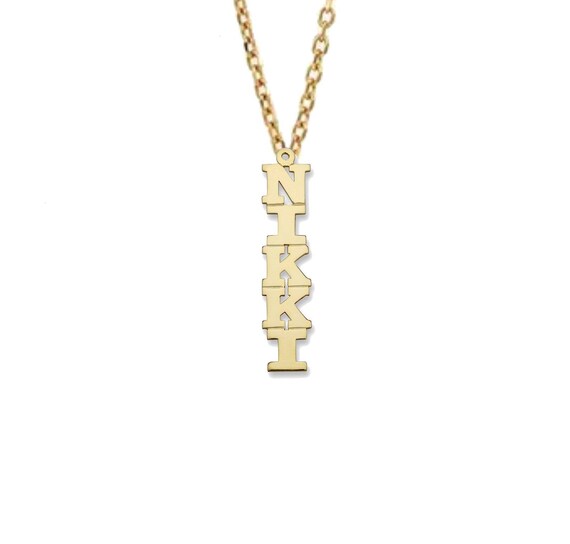 Vertical nameplate hotsell necklace