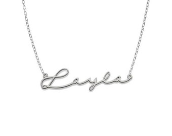 Signature .925 Sterling Silver Nameplate Necklace With Chain