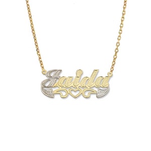 Heart Diamond Cut Gold Nameplate Necklace