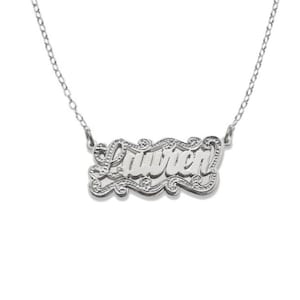 Script Design .925 Sterling Silver Double Nameplate Necklace
