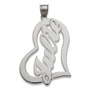 Name .925 Sterling Silver Heart Vertical Pendant