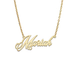 Elegant 10K or 14K Gold Nameplate Necklace With Chain