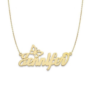 Butterfly Gold Nameplate Necklace