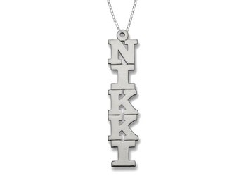 Block Vertical .925 Sterling Silver Nameplate Necklace