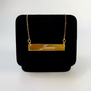 Silver .925 Yellow Gold Plating Bar Necklace