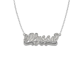 Heart Script .925 Sterling Silver Nameplate Necklace
